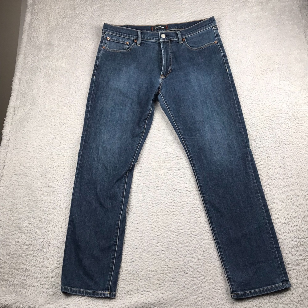 Bluffworks Departure Jeans Mens 35 (36x30) Slim Fit Blue Performance Denim